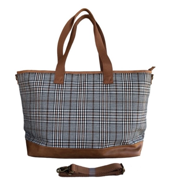 Thirty One Take Along Weekender in Plaid About You Weave BNIP! Has Monogram! - Picture 8 of 13
